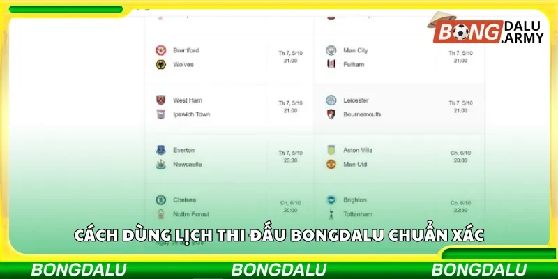 Cách dùng lịch thi đấu Bongdalu chuẩn xác
