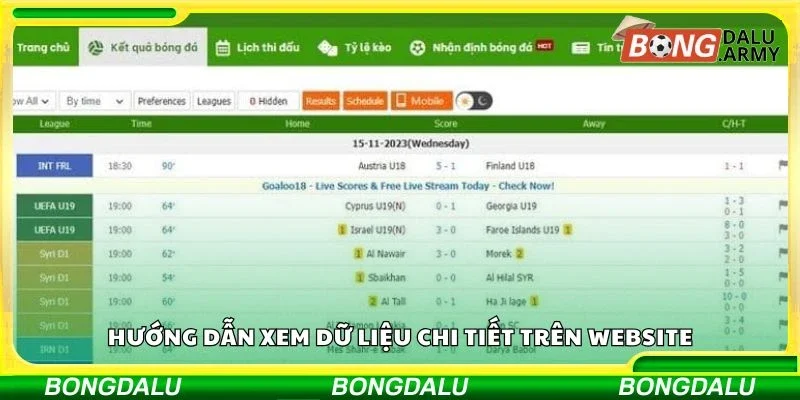 Hướng dẫn xem dữ liệu chi tiết trên website